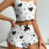 Conjunto de pijamas femininos, roupa de dormir, 2 peças, regata curta e shorts, SML, branco, ventilado, macio, casual, estampa de amor