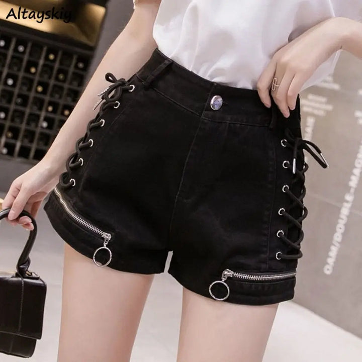 Shorts femininos de grife, bandagem com zíper, sexy, garotas gostosas, clube, harajuku, jeans fino, hipster, adolescentes, verão, popular, tudo combina