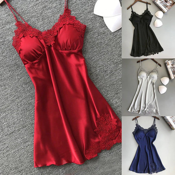 Mulheres Sexy Seda Vestir Babydoll Renda Lingerie Cinto Banho Roupão Pijama Mulheres Sexy Pijama Roupões Femininos