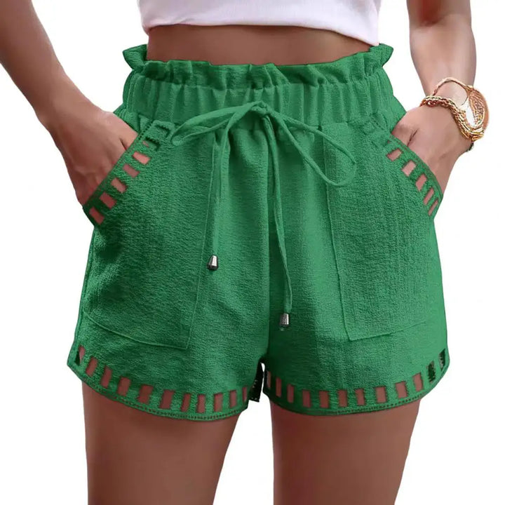 Shorts femininos de mistura de algodão, casual, cintura alta, bolso, calça harém, verão, fina, moda praia, respirável, roupas femininas