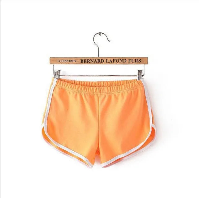 Shorts esportivos femininos de cintura média, slim fit, calças curtas elásticas altas para o verão, feminino, para corrida, exercícios, praia, calças curtas