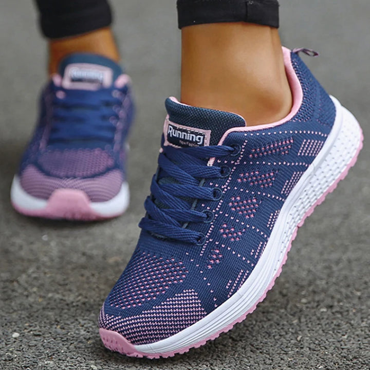 Sapatos femininos leves e rasos, calçados de enfermeira com cadarço, tênis de bico redondo, calçados femininos para caminhada, tamanhos grandes