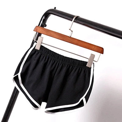 Shorts esportivos femininos de cintura média, slim fit, calças curtas elásticas altas para o verão, feminino, para corrida, exercícios, praia, calças curtas