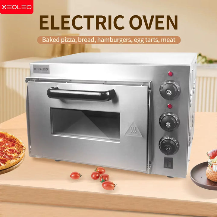 Forno elétrico para pizza XEOLEO de 13 pés, forno torradeira de 2500 W, máquina de assar com uma camada de elevação, forno comercial com pedra