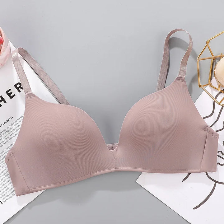 Sutiã sem costura feminino sexy sem aro push up roupa íntima meninas estudantes respirável fino 10 cores sutiãs sutiã feminino respirável franzido