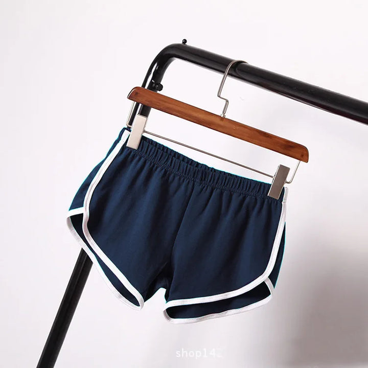 Shorts esportivos femininos de cintura média, slim fit, calças curtas elásticas altas para o verão, feminino, para corrida, exercícios, praia, calças curtas