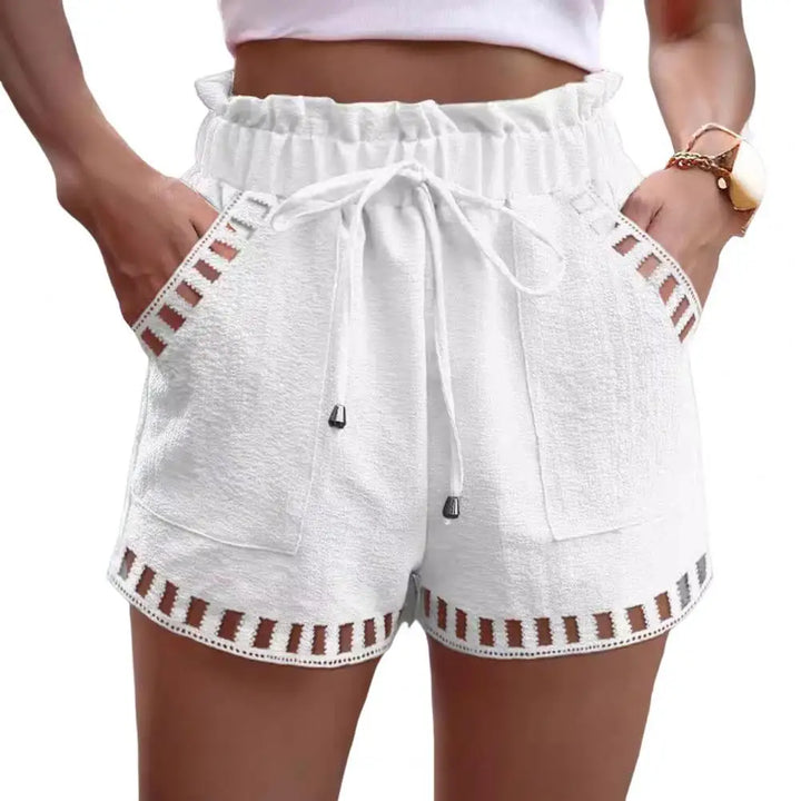 Shorts femininos de mistura de algodão, casual, cintura alta, bolso, calça harém, verão, fina, moda praia, respirável, roupas femininas