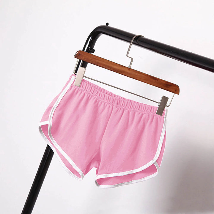 Shorts esportivos femininos de cintura média, slim fit, calças curtas elásticas altas para o verão, feminino, para corrida, exercícios, praia, calças curtas