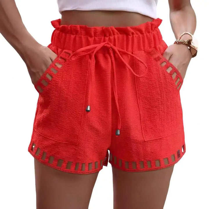 Shorts femininos de mistura de algodão, casual, cintura alta, bolso, calça harém, verão, fina, moda praia, respirável, roupas femininas