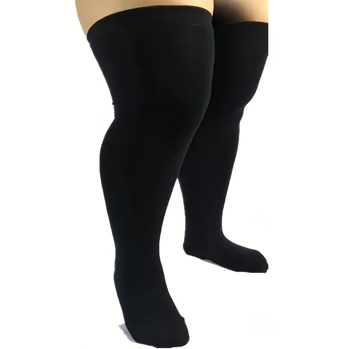 Meias altas femininas plus size, meias grandes, femininas, até o joelho, meias grandes, longas, brancas, listradas, pretas, 3XL, 4XL, XXXXL
