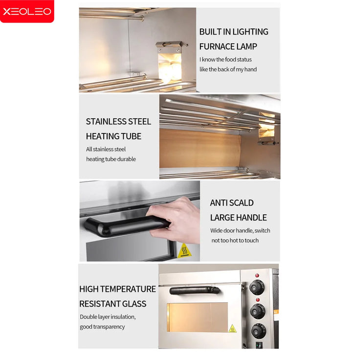 Forno elétrico para pizza XEOLEO de 13 pés, forno torradeira de 2500 W, máquina de assar com uma camada de elevação, forno comercial com pedra