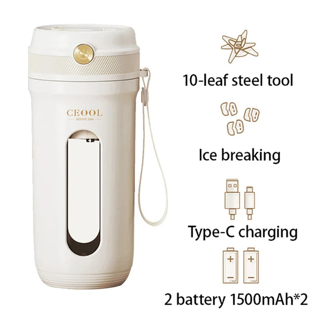 Liquidificador elétrico portátil de frutas Z30 USB com carregamento de 350 ml, pequeno, multifuncional, para casa, suco de frutas e vegetais, copo