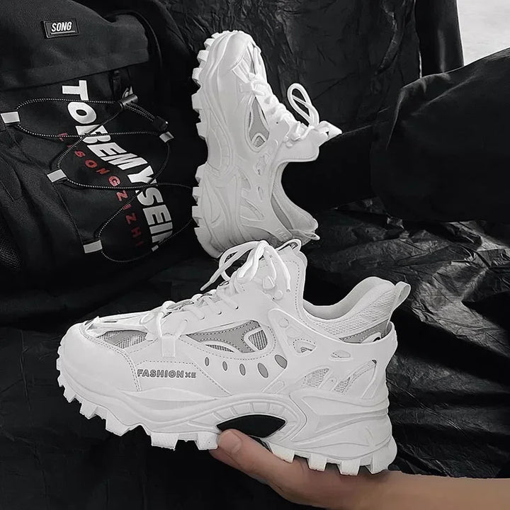 Sapatos Vulcanizados Tênis de Luxo Masculino Harajuku Chunky Tênis Outono Preto Calçados de Corrida Masculinos Alta Moda Zapatos Hombre