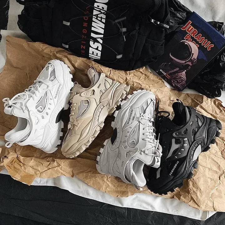 Sapatos Vulcanizados Tênis de Luxo Masculino Harajuku Chunky Tênis Outono Preto Calçados de Corrida Masculinos Alta Moda Zapatos Hombre
