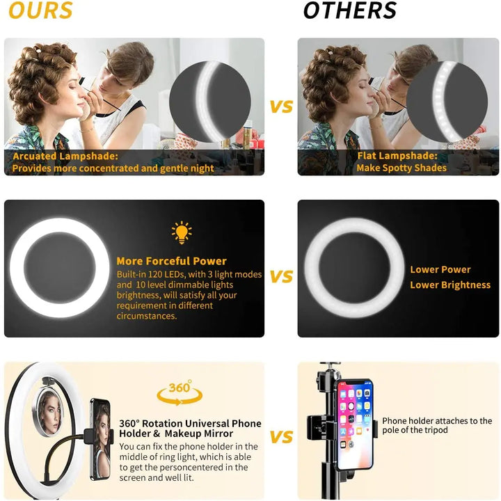 16/26/33cm LED Selfie Ring Light com suporte para telefone Regulável LED Fill Lamp Fotografia Ringlight para Tiktok Video Live Fill Lamps