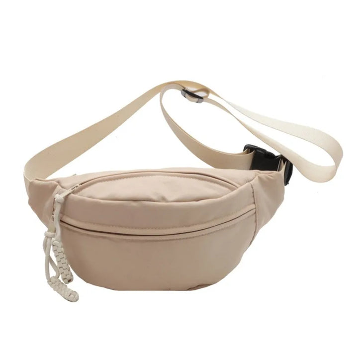 Bolsa de cintura feminina nova lona lazer portátil zíper estilo coreano bolsa de peito de lona bolsa de ombro bolsa de cintura esportiva
