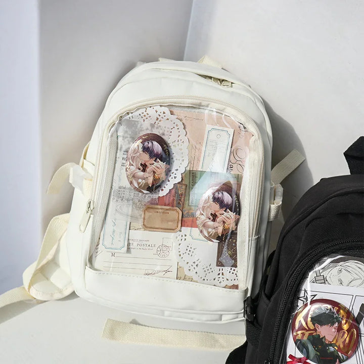 Y2K Cute Mini Mochila Feminina Kawaii Ita Bolsa Doce Menina Transparente Mochila DIY Personalidade Exibição Mochila Lolita Bolsa de Ombro