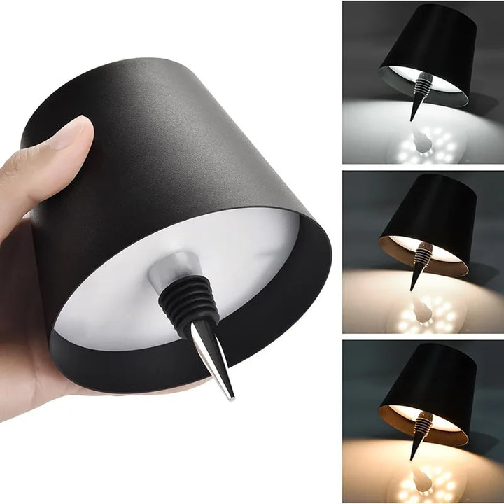 Lâmpada de mesa sem fio para garrafas, controle de toque de 3 cores e escurecimento contínuo, lâmpada noturna adequada para garrafas de vinho de bar, luzes de mesa
