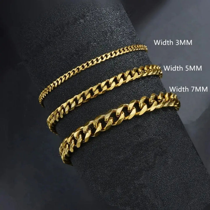 Wannee Nova Moda Cubana Corrente Homens Pulseira Clássica Aço Inoxidável 3 5 7mm Largura Corrente Pulseira Para Homens Mulheres Jóias Festa Presente