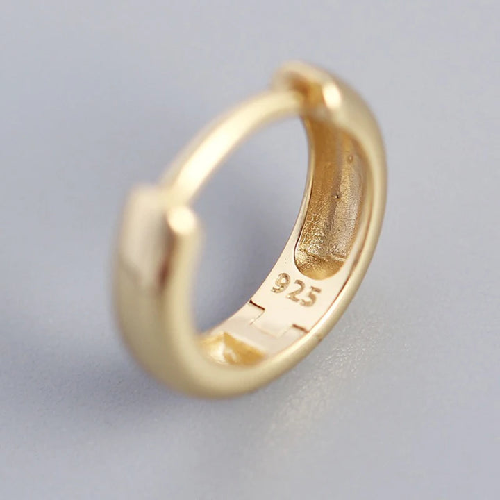 TrustDavis Real 925 Sterling Silver Fashion Gold Hoop Earring Diamond-encrusted Hoop Lines Wedding Party Earring DA2667
