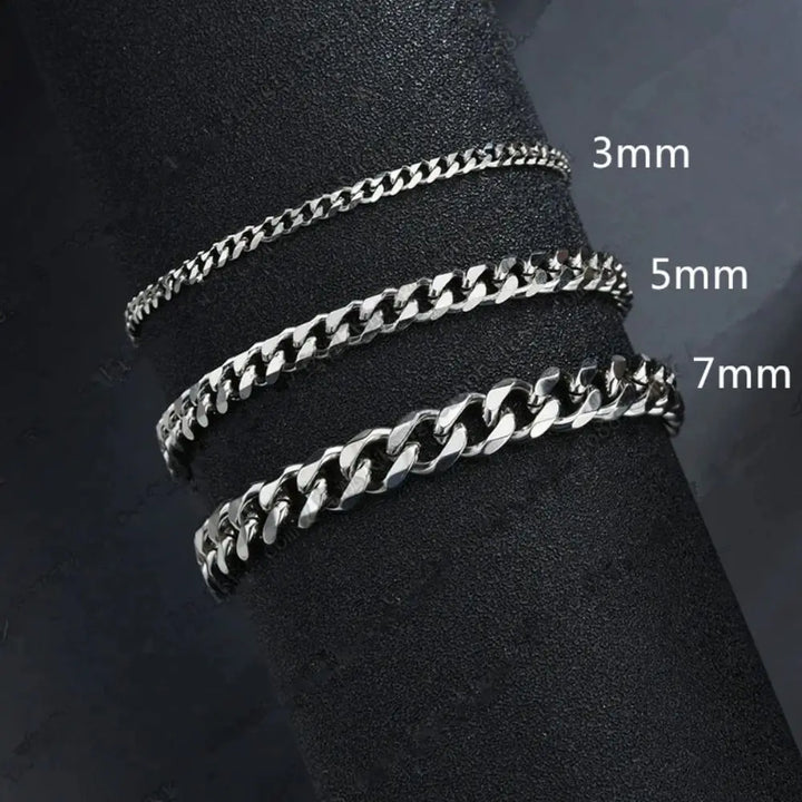 Wannee Nova Moda Cubana Corrente Homens Pulseira Clássica Aço Inoxidável 3 5 7mm Largura Corrente Pulseira Para Homens Mulheres Jóias Festa Presente