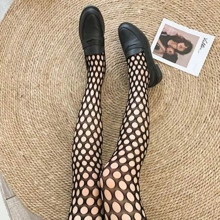 Meias femininas sensuais de malha alta na coxa, meias de malha JK Lolita Punk, para meninas, meias arrastão ocas, meia-calça de nylon Y2K