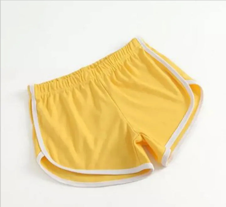 Shorts esportivos femininos de cintura média, slim fit, calças curtas elásticas altas para o verão, feminino, para corrida, exercícios, praia, calças curtas