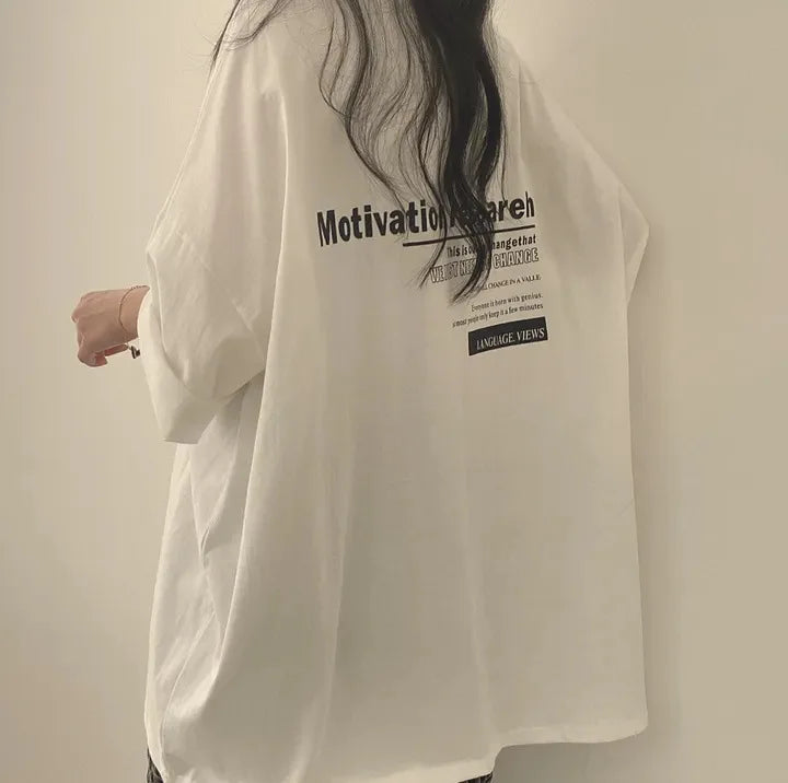Camiseta feminina de manga curta grande, roupas novas de verão, camiseta de algodão solta, tops femininos, roupas hip hop