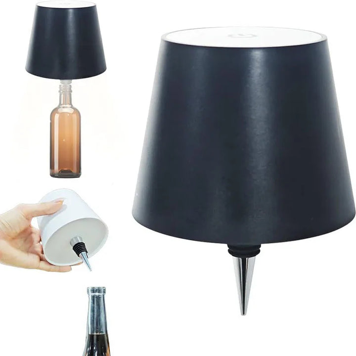Lâmpada de mesa sem fio para garrafas, controle de toque de 3 cores e escurecimento contínuo, lâmpada noturna adequada para garrafas de vinho de bar, luzes de mesa