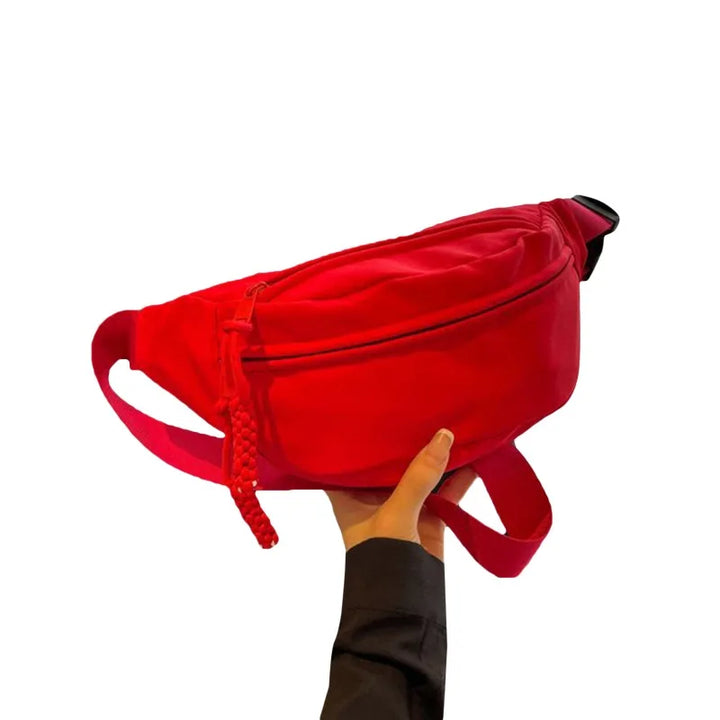 Bolsa de cintura feminina nova lona lazer portátil zíper estilo coreano bolsa de peito de lona bolsa de ombro bolsa de cintura esportiva