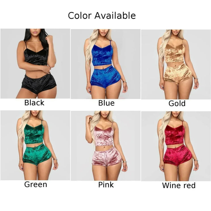 Conjunto de lingerie sexy feminina, roupa de dormir brilhante com óleo, supermacia, curta, sem mangas, top curto, shorts sólidos, conjunto de pijamas, roupa casual