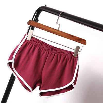 Shorts esportivos femininos de cintura média, slim fit, calças curtas elásticas altas para o verão, feminino, para corrida, exercícios, praia, calças curtas