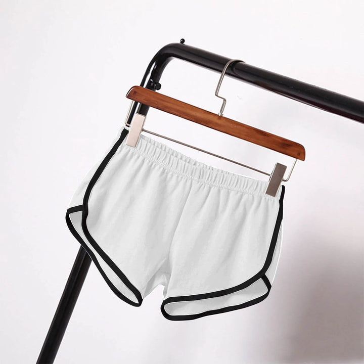 Shorts esportivos femininos de cintura média, slim fit, calças curtas elásticas altas para o verão, feminino, para corrida, exercícios, praia, calças curtas