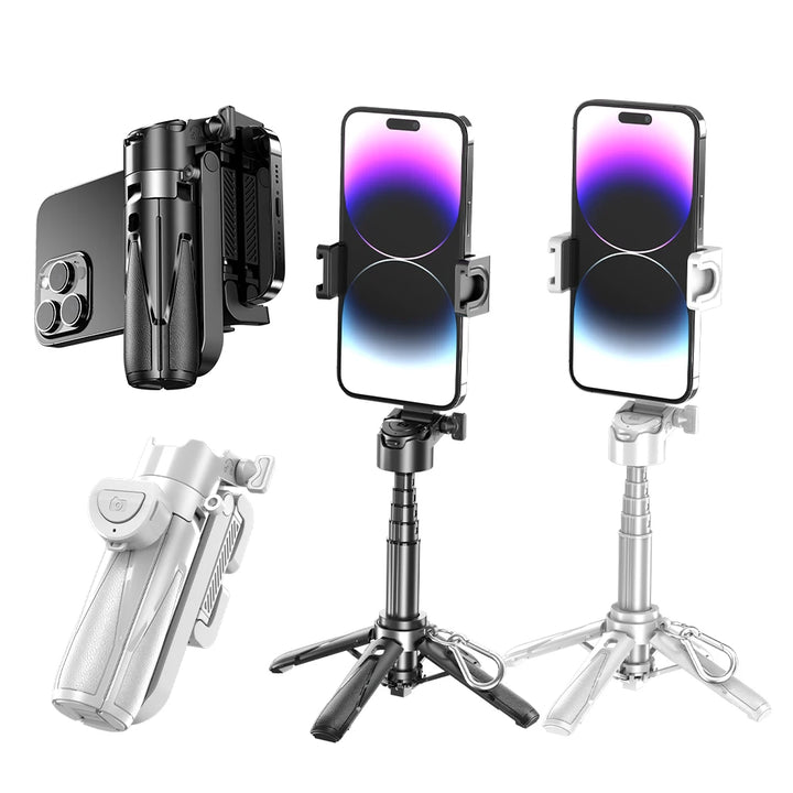 Suporte de tripé sem fio para selfie, suporte remoto Bluetooth dobrável para telefone de mesa com chaveiro para fotos com celular Tiktok