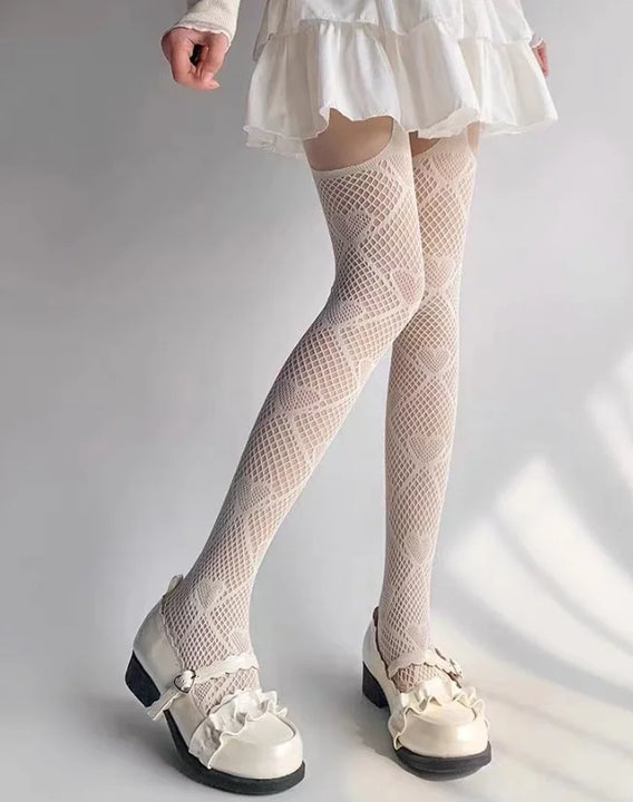 Meias arrastão de cintura alta sexy femininas, meia-calça de malha, meia-calça de malha, jeans rasgado, meias longas, lingerie quente