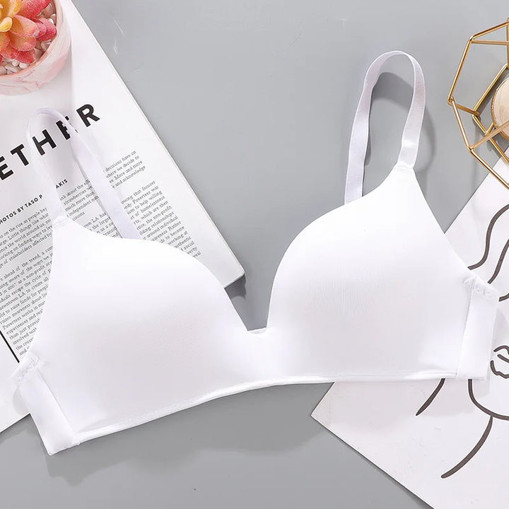 Sutiã sem costura feminino sexy sem aro push up roupa íntima meninas estudantes respirável fino 10 cores sutiãs sutiã feminino respirável franzido