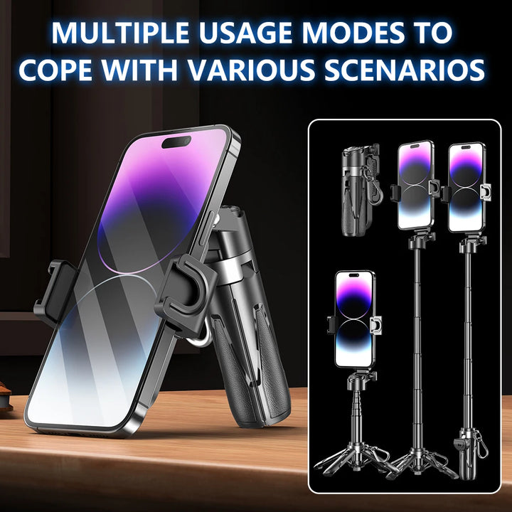 Suporte de tripé sem fio para selfie, suporte remoto Bluetooth dobrável para telefone de mesa com chaveiro para fotos com celular Tiktok