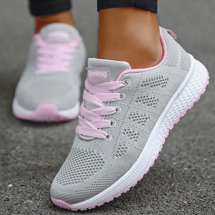Sapatos femininos leves e rasos, calçados de enfermeira com cadarço, tênis de bico redondo, calçados femininos para caminhada, tamanhos grandes