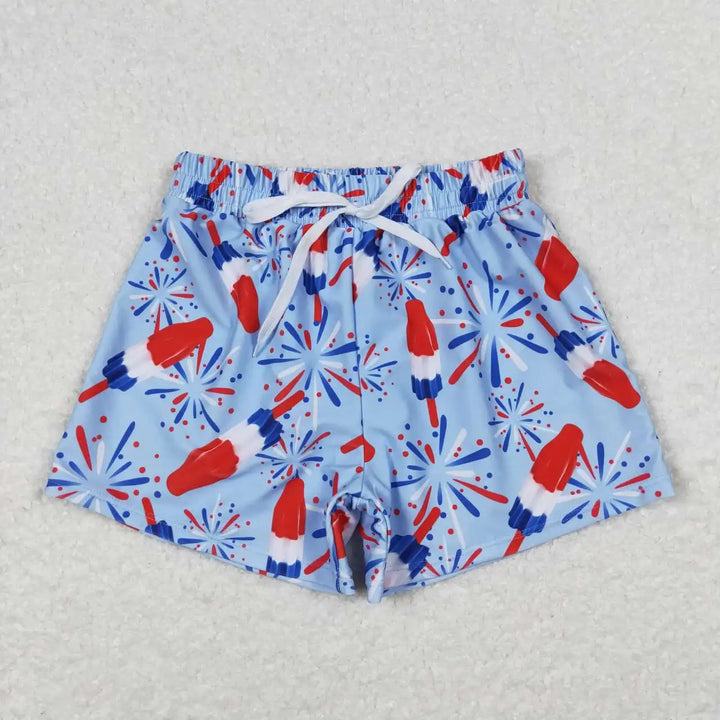 Atacado Bebê Menino Verão Estrelas Listras Roupas Maiô Crianças Swimwear Infantil 4 de Julho Calções de Banho Shorts