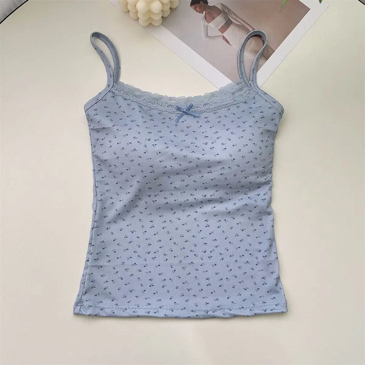 1 peça sutiã acolchoado fofo para meninas regata feminina renda flor casual alça top colete camisola feminina com sutiã embutido removível camis