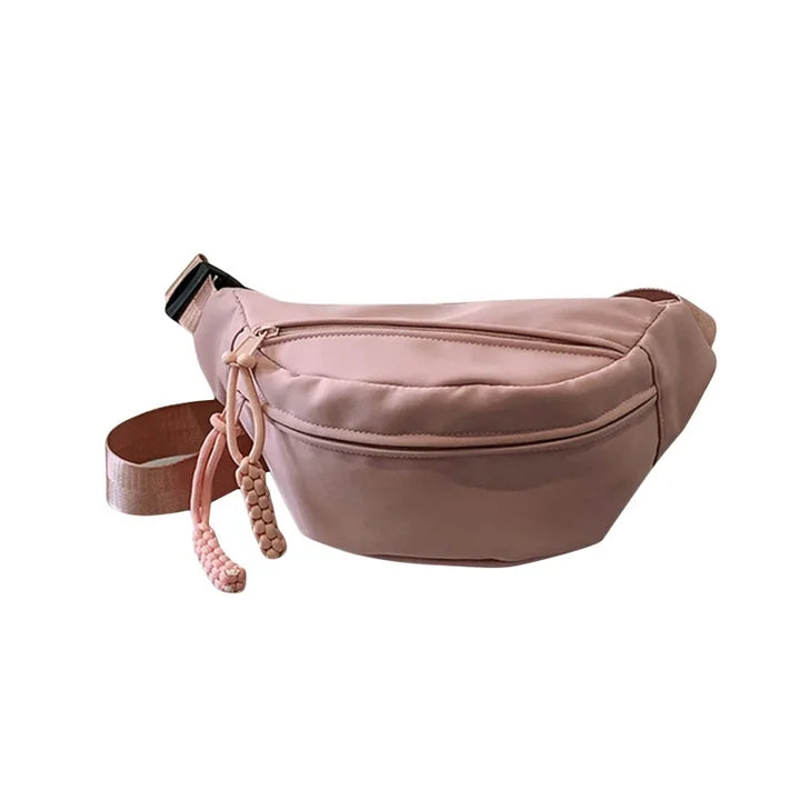 Bolsa de cintura feminina nova lona lazer portátil zíper estilo coreano bolsa de peito de lona bolsa de ombro bolsa de cintura esportiva