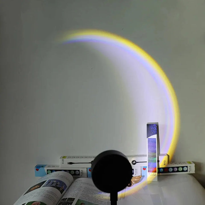 1x USB Sunset Lamp LED Rainbow Neon Night Light Projetor Fotografia Parede Atmosfera Iluminação para Quarto Decoração de Sala de Casa Presente