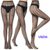 Meias-calças femininas sexy arrastão, trama jacquard, sem costura, fios, ligas, malha de peixe, meias pretas, aranha, renda gótica