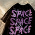 Camiseta feminina estampa urso grafite manga curta espaço grande camiseta solta estilo retrô harajuku casal camisa tops y2k