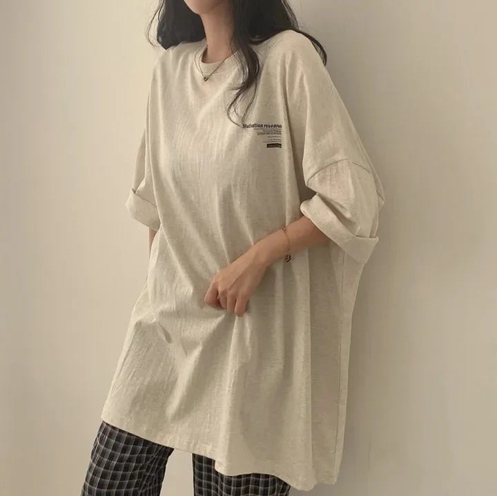 Camiseta feminina de manga curta grande, roupas novas de verão, camiseta de algodão solta, tops femininos, roupas hip hop