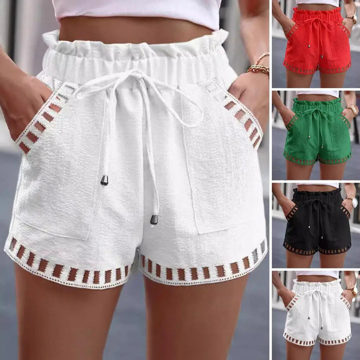Shorts femininos de mistura de algodão, casual, cintura alta, bolso, calça harém, verão, fina, moda praia, respirável, roupas femininas