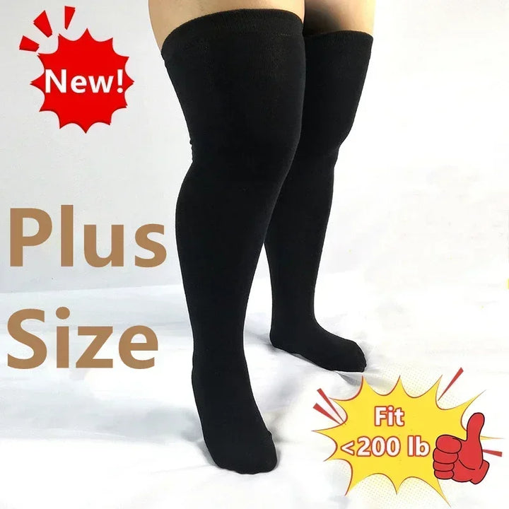 Meias altas femininas plus size, meias grandes, femininas, até o joelho, meias grandes, longas, brancas, listradas, pretas, 3XL, 4XL, XXXXL