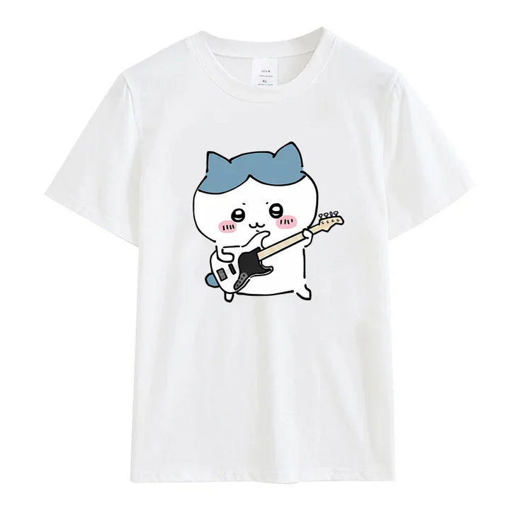 Roupas femininas Chiikawa Desenho animado Verão Impressão Roupas Mulheres Branco Gráfico Moda Feminina Streetwear Casual Tops Tee