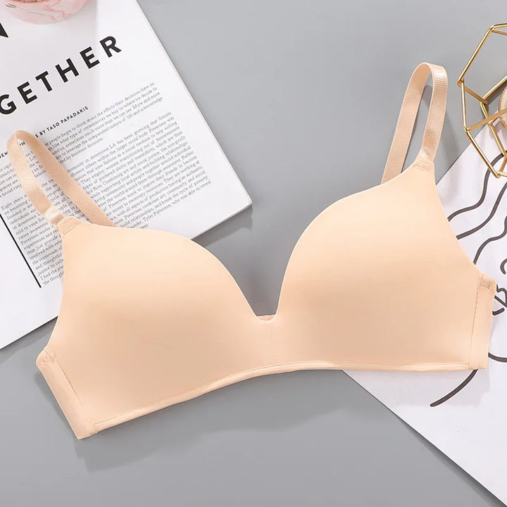 Sutiã sem costura feminino sexy sem aro push up roupa íntima meninas estudantes respirável fino 10 cores sutiãs sutiã feminino respirável franzido