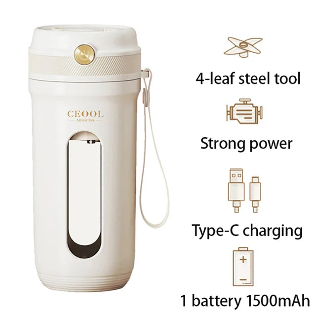 Liquidificador elétrico portátil de frutas Z30 USB com carregamento de 350 ml, pequeno, multifuncional, para casa, suco de frutas e vegetais, copo